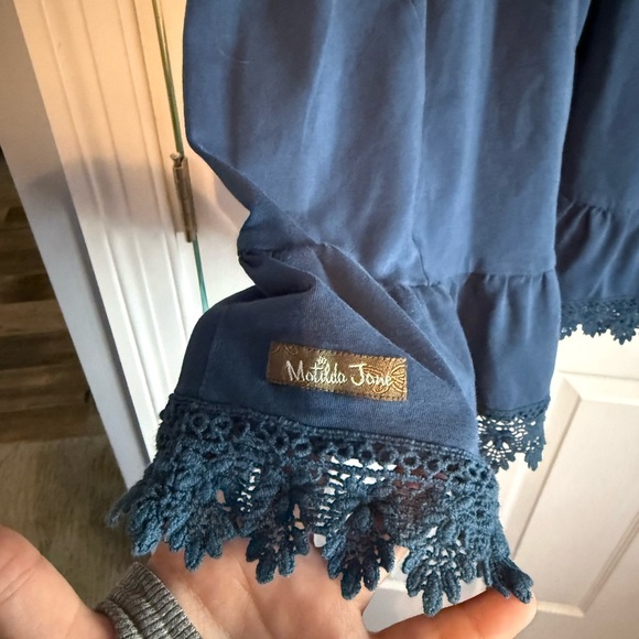 Matilda Jane Teal Mini Dress with Lace Hem - Picture 5 of 6